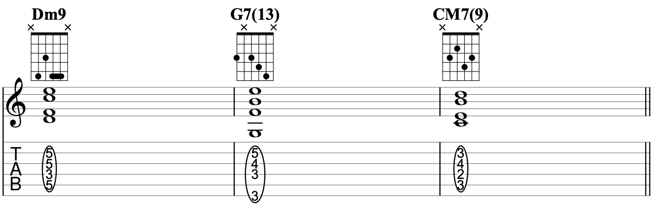 Dm7(9) G7(13) CM7(9)