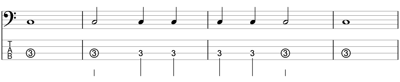 長い音符のフレーズ