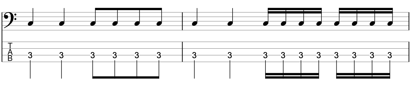 短い音符のフレーズ